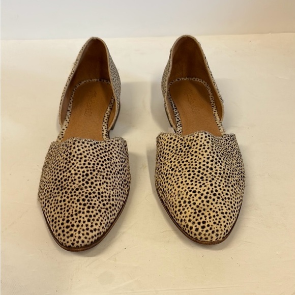 Madewell Marisa d’Orsay Spotted Fur Calf Skin Made in Brazil Cut Away Flats - Picture 2 of 7